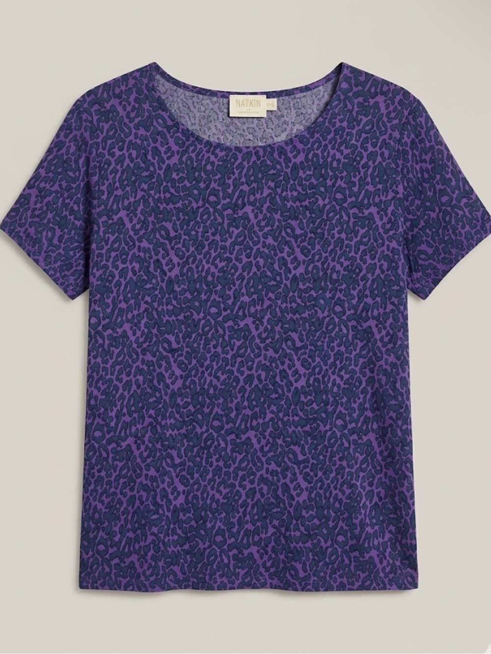 Nation LTD Purple and Dark Purple Leopard Print Short Sleeve Tee